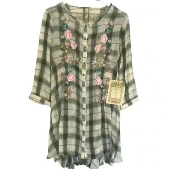 Aratta Summer Breeze Shirt Tunic Green Small Nwts! - Picture 3 of 10